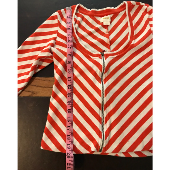 Anthropologie Maeve Women's Orange Striped Front Zip Top - Size Small - Picture 7 of 9